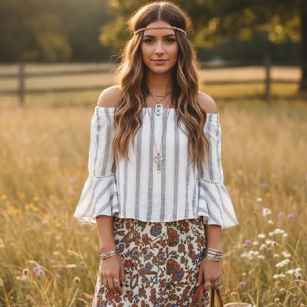 Gentle Fawn striped off shoulder top S